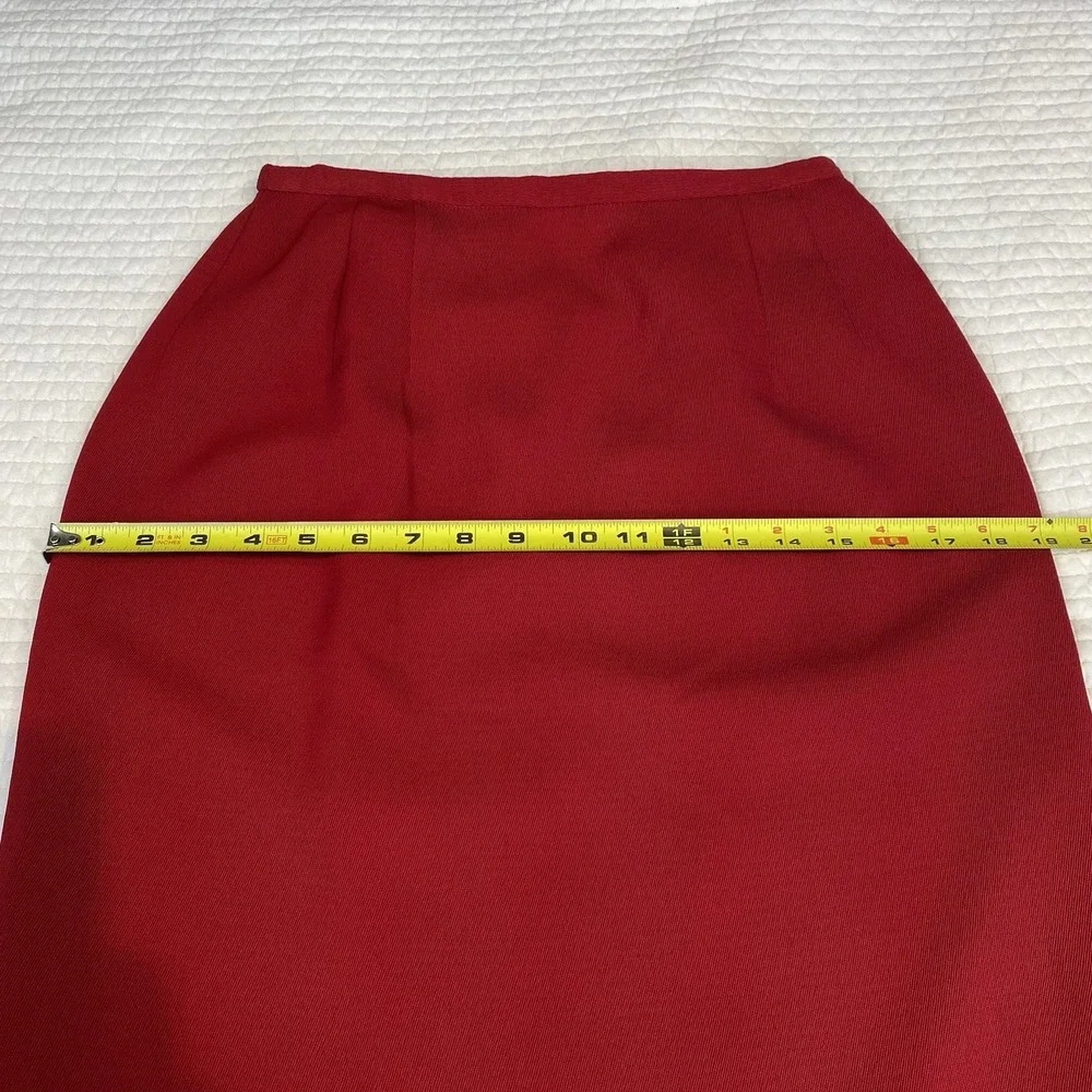 Travis Ayers Women's Pencil Midi Skirt Red Sz 8 Slit Classic Modest Professional